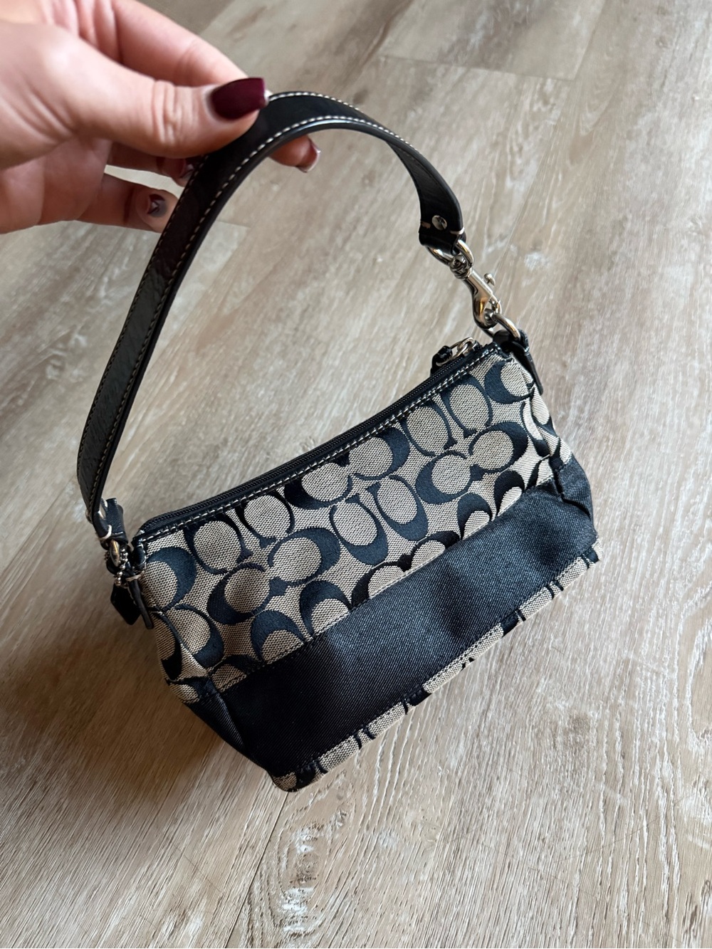 Y2K Coach Signature Demi mini bag monogram grey black